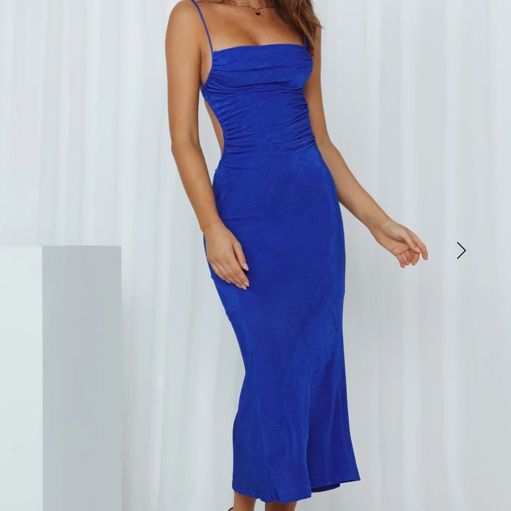 Hello Molly Blue Backless Tie Front Sundress NEW